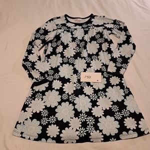 Floral Kids Dress - Black and White